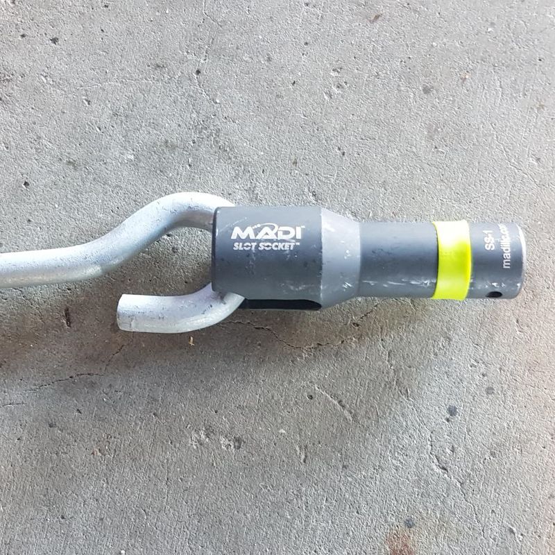 TEN Group Socket, slotted, impact, 1/2", suit clamps, Jhooks, eye